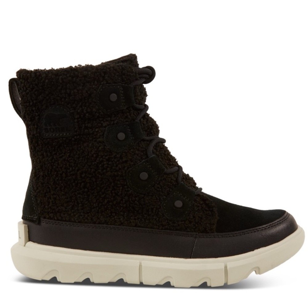 Sorel WOMEN'S EXPLORER II JOAN COZY WINTER BOOTS IN BLACK/WHITE BNIB
